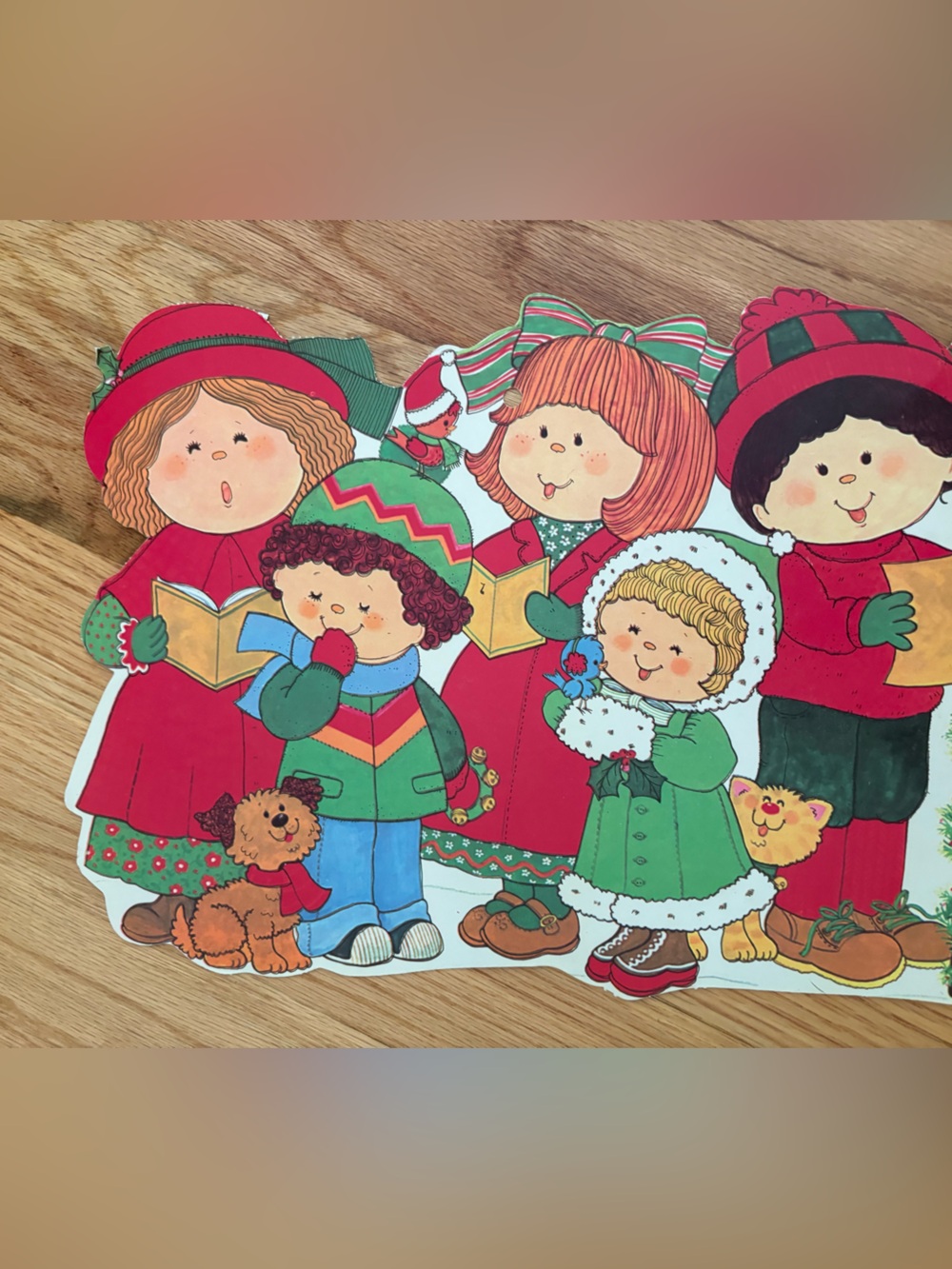 Eureka Vintage Christmas Cut-Out Caroling Children, Double Sided, Die Cut.
